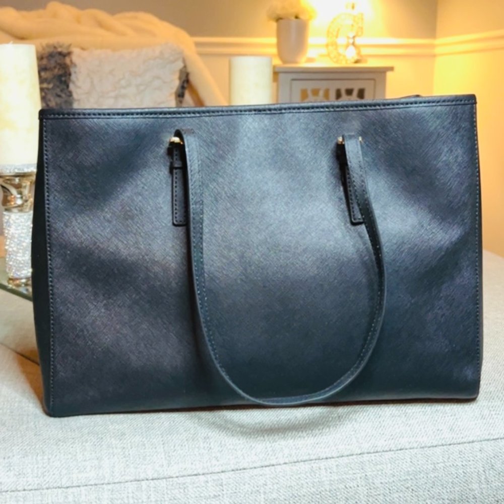 MICHAEL KORS  Jet Set Travel Large Saffiano Leather Tote Bag -Black - Picture 6 of 13